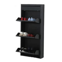 SCHUHSCHRANK schmal Metall mit Magnet 3 Plus Klappen Schwarz - Schwarz, Metall (50/114/15cm) - Gowoll