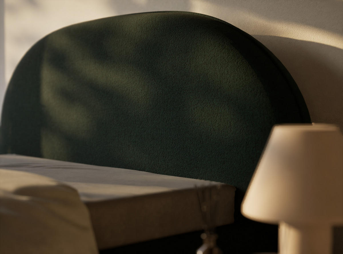 POLSTERBETT Koji Dunkelgrün 140/200 cm im Webstoff - Dunkelgrün/Schwarz, Holz/Holzwerkstoff (140/200cm) - Maison de Reve