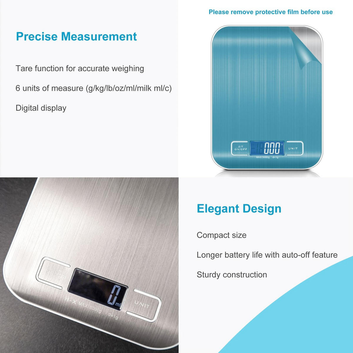 KÜCHENWAAGE mit LCD Display - Silberfarben, Metall (16.5/3/20.5cm) - Intirilife