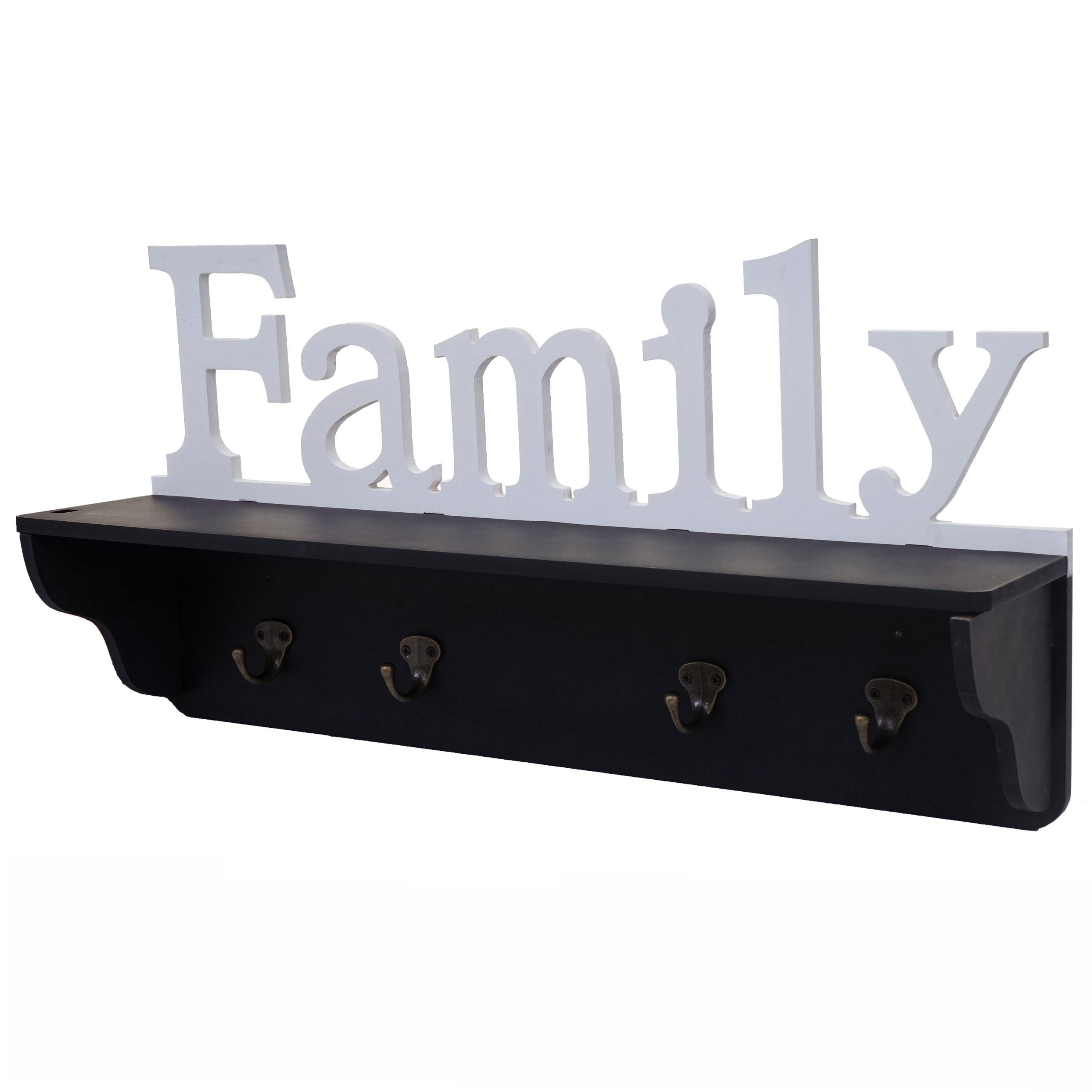 WANDGARDEROBE FAMILY Schwarz, Reinweiß - Schwarz/Weiß, Holz (60/30/13cm) - MCW