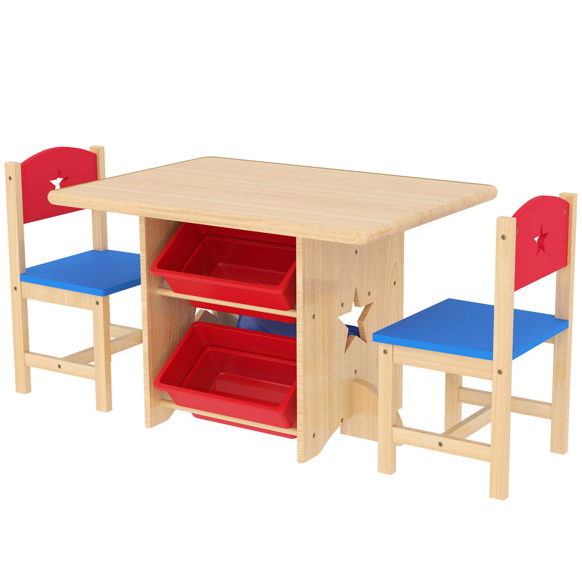 KINDERSITZGRUPPE DE-17523 4 Aufbewahrungsboxen Naturholz - Naturfarben, Holzwerkstoff (57/50/77cm) - ComfortXL
