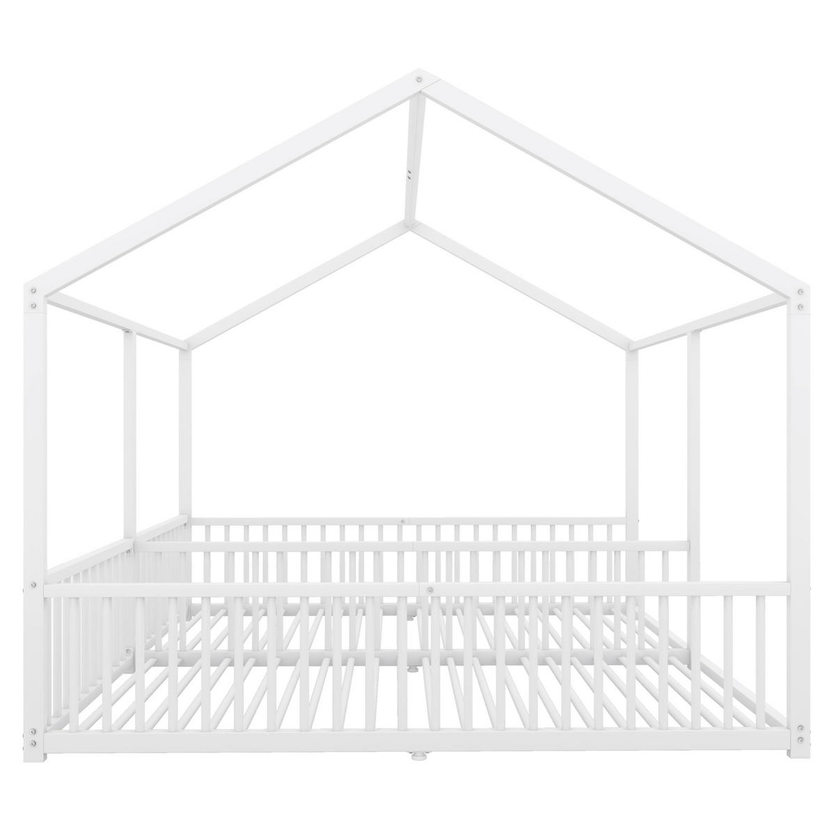 KINDERBETT Etagenbett 186/206/174,5 cm in Hausform aus Metall, 2 / 90/200 cm - Weiß, Metall (90/200cm) - BEAOK
