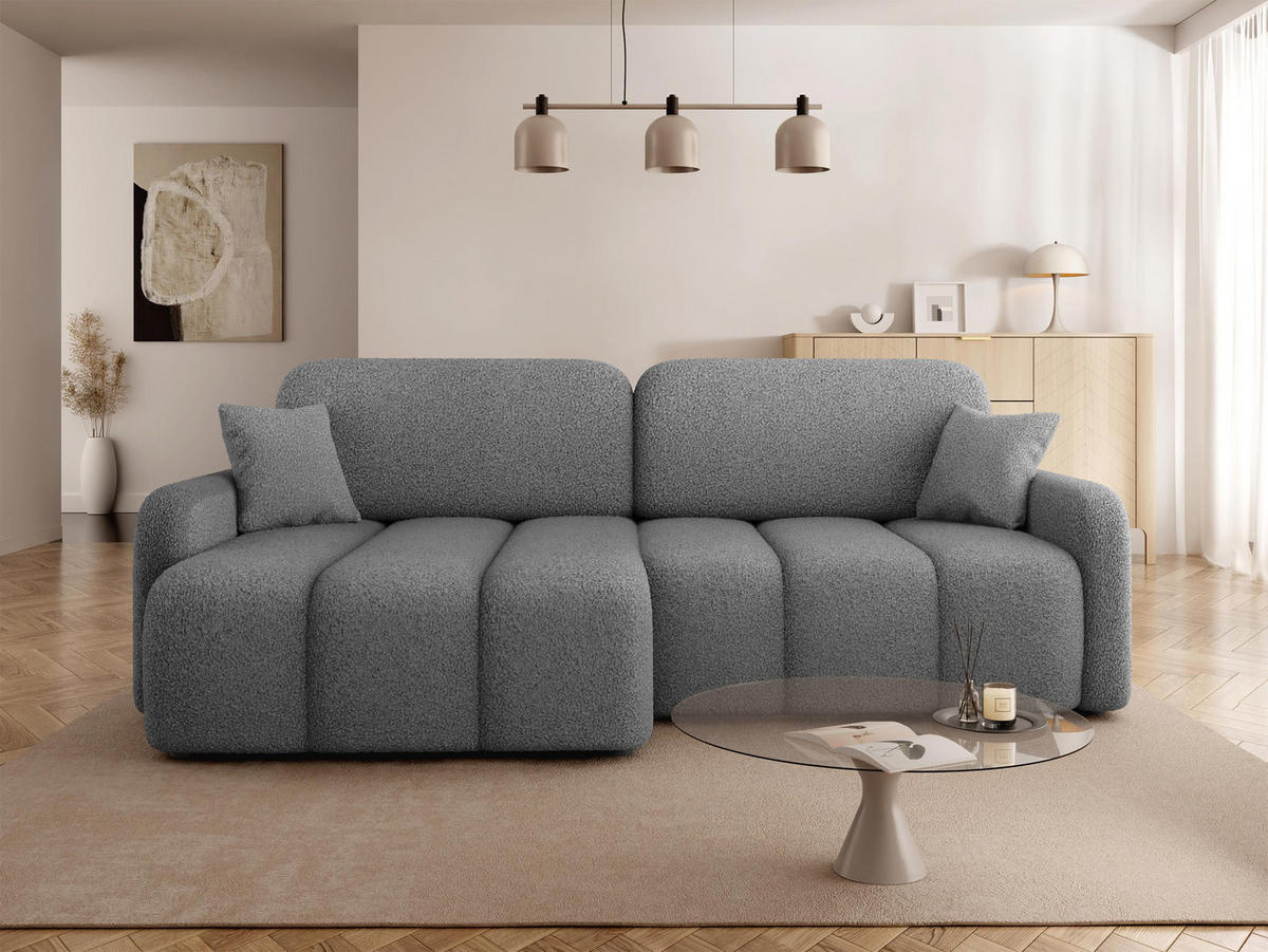 ECKSOFA Carlos Boucle - Schwarz/Grau, Holz/Kunststoff (236/160cm) - MIRJAN24