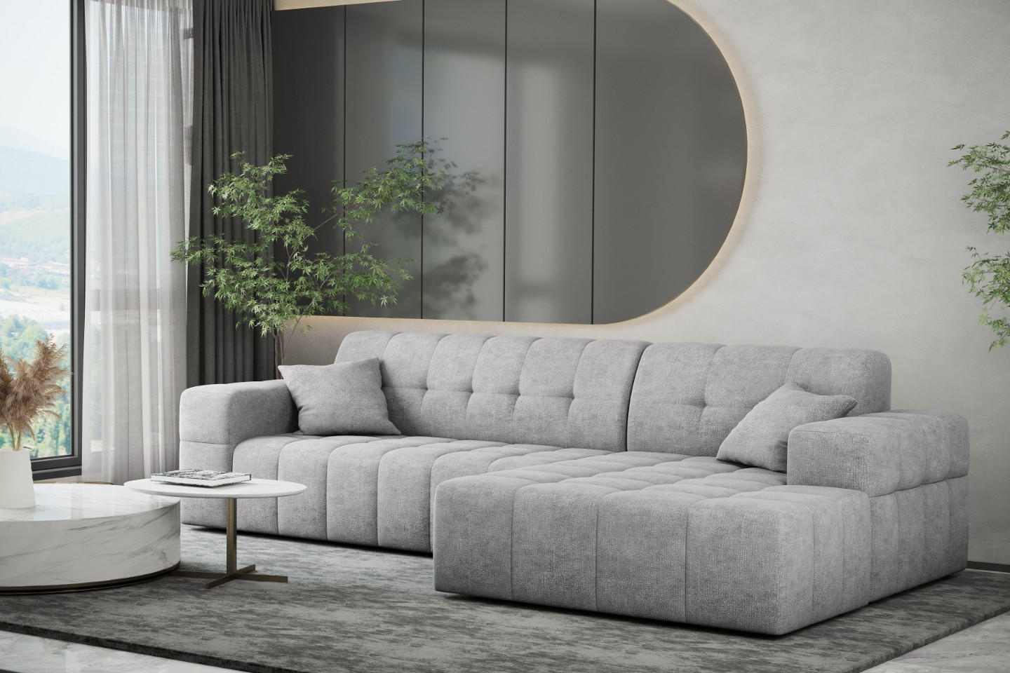 ECKSOFA NIMES Stoff Perfect Harmony Grau Rechts - Grau, Holz/Kunststoff (265/168cm) - Kaiser Möbel