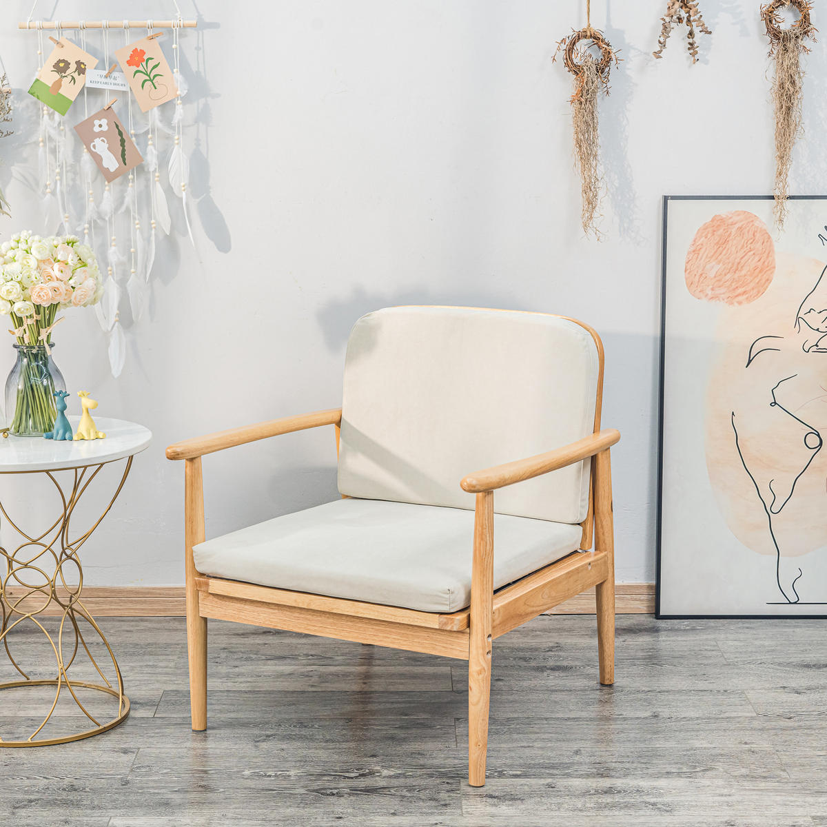 SESSEL Holz Beige - Beige, Holz (70.5/79.5/73cm) - Nordlys