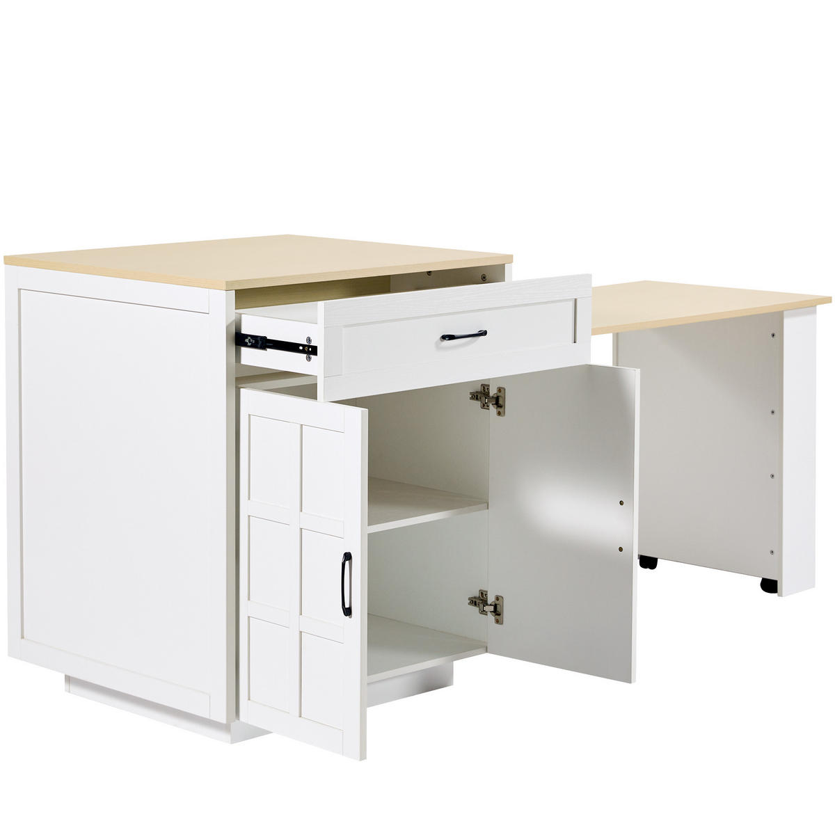 STEHTISCH/BARTISCH 133-202/70/93,5 cm in Weiß, ausziehbar mit Stauraum - Weiß, Holzwerkstoff (133/70/93.5cm) - BEAOK