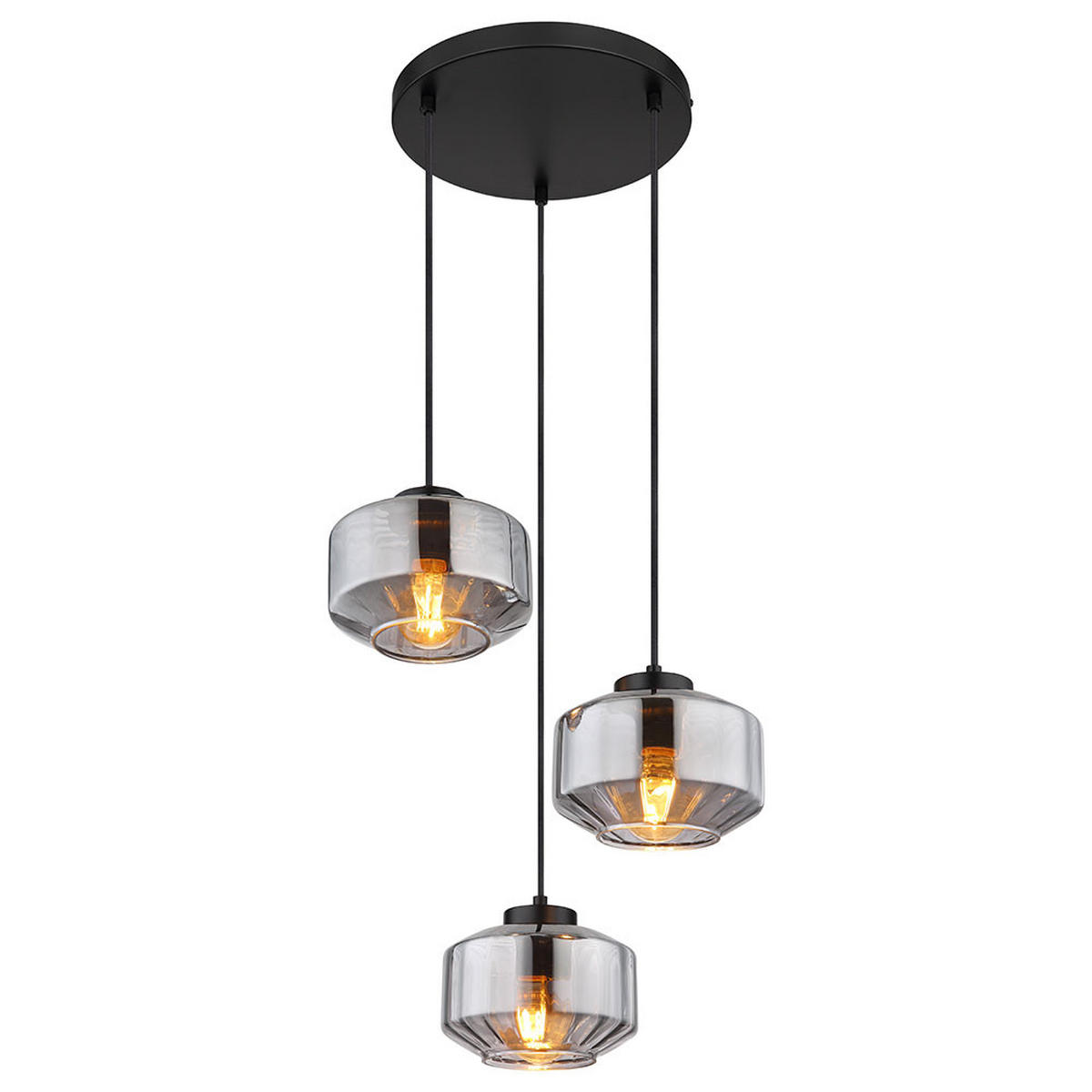 HÄNGELEUCHTE Metall Glas Schwarz - Schwarz, Glas (40/40/120cm) - Globo Lighting