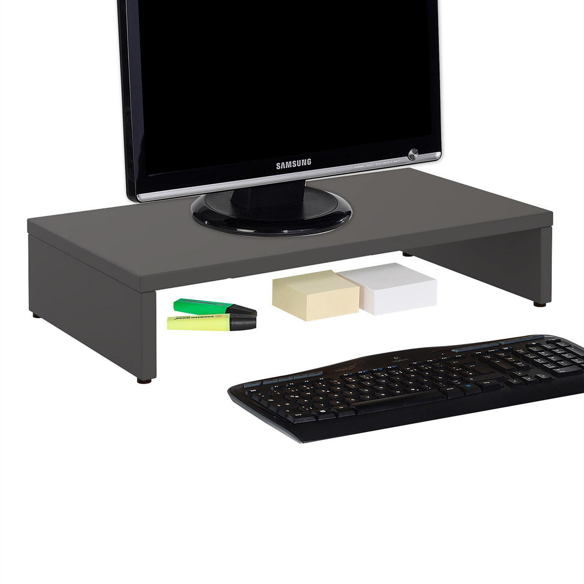 MONITORSTÄNDER MONITOR - Grau, Holzwerkstoff (27/50/10cm) - CARO-Möbel