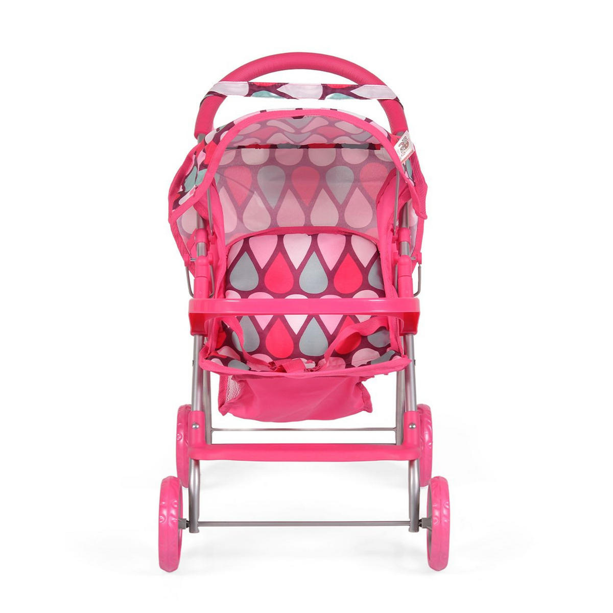 PUPPENBUGGY 9617 Schiebehöhe 50 cm, Sonnendach, Sicherheitsgurt, Polyester, ab 3 Jahren - Rosa, Metall (33/57/50cm) - Moni