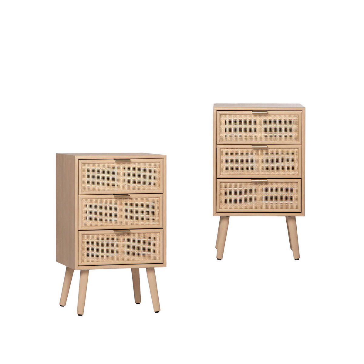 NACHTTISCH 3 SCHUBLADEN Alis Natürlich 42 cm x 71 cm 2er-Set - Naturfarben, Holzwerkstoff (42/71/35cm) - Klast Home