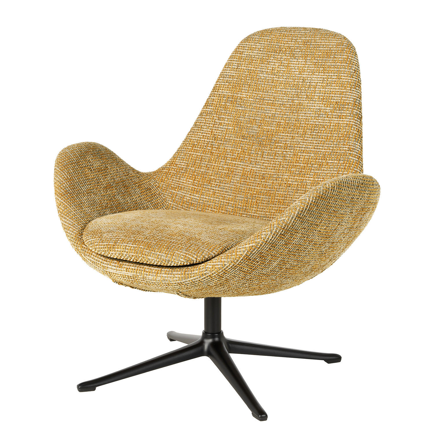 SESSEL - Schwarz/Honig, Textil/Metall (87/90/82cm) - home24