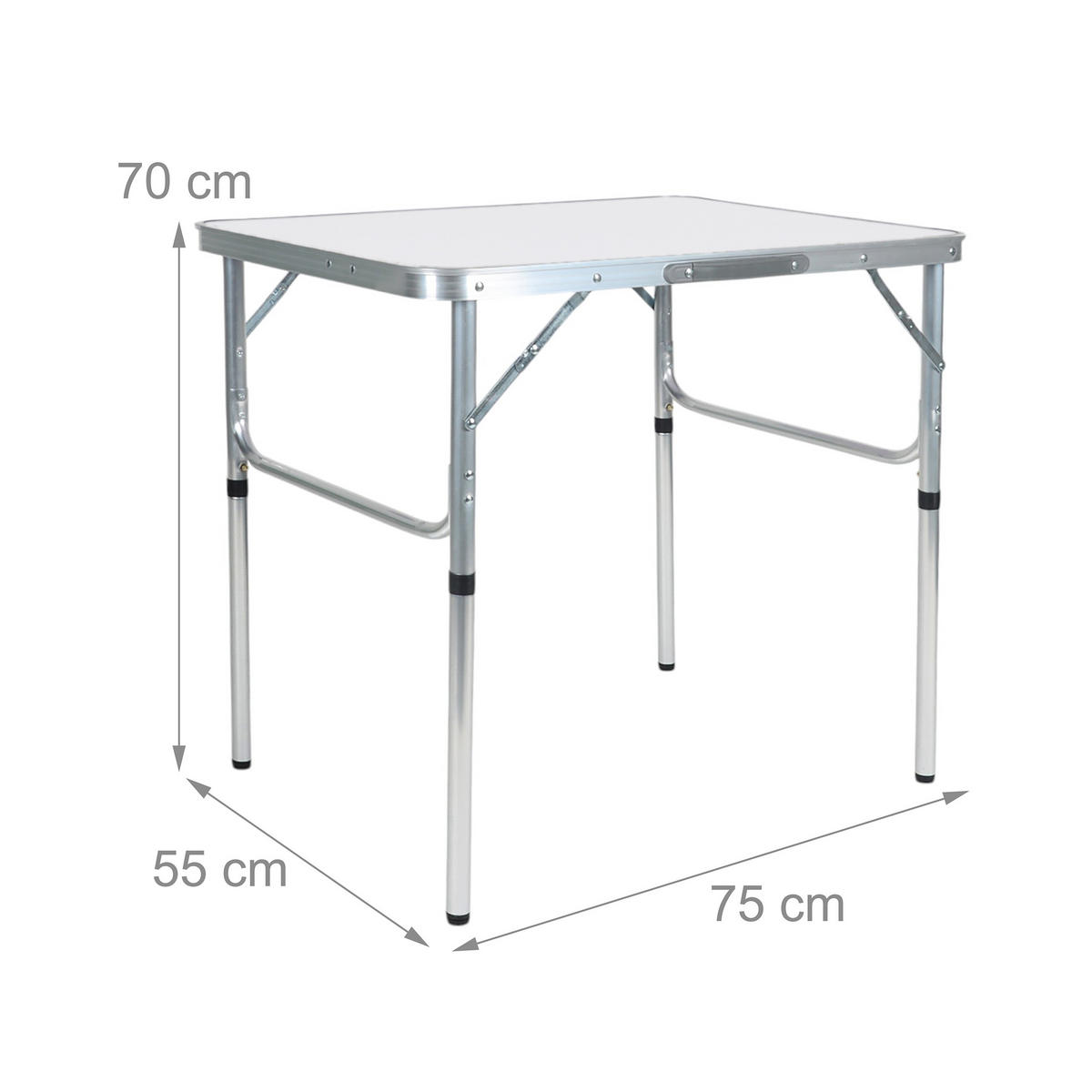 CAMPINGTISCH - Weiß, Holzwerkstoff/Kunststoff (55/75/70cm) - Relaxdays