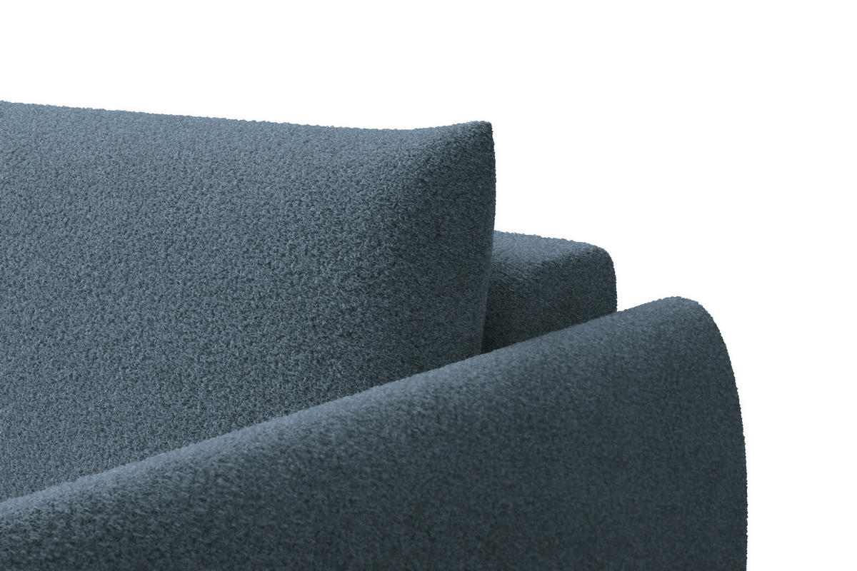 ECKSOFA TAUER 3-Sitzer LINKS, Bouclé-Stoff blau - Blau/Schwarz, Holz/Textil (173/206cm) - Courtois Laville