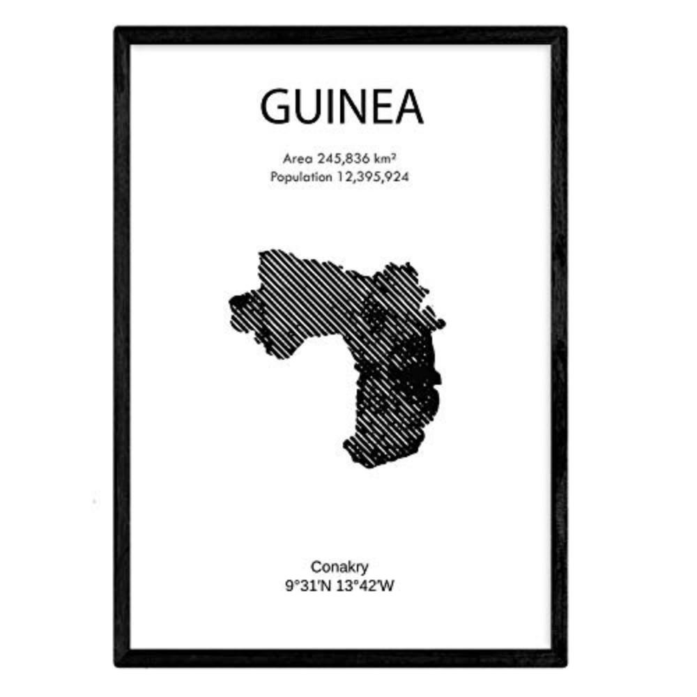 POSTER Länder & Kontinente Guinea A4 Rahmenlos - Klar, Papier (29.7/5/21cm) - Nacnic