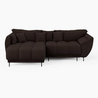 ECKSOFA LEGRO Links Dunkelbraun Bouclé-Stoff L-Form Couch mit Schlaffunktion & Bettkasten - Dunkelbraun/Schwarz, Holz (180/285cm) - Barchello