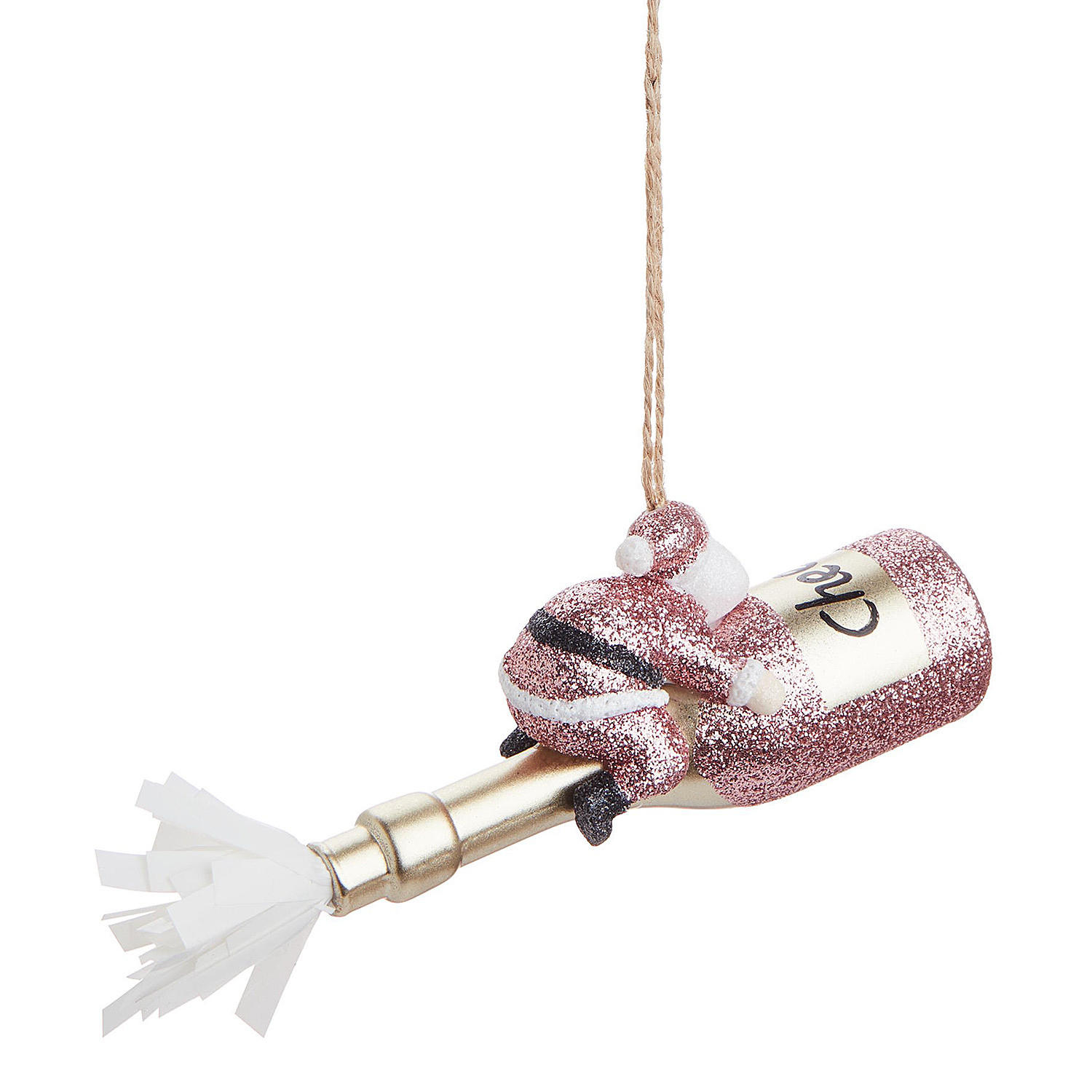 BAUMANHÄNGER Hang On Santa Sektflasche - Pink, Glas (3.5/15/6cm) - Butlers