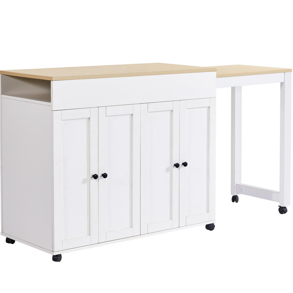 BARTISCH ausziehbar 117-180 x 50 x 94,6 cm Weiß - Weiß, Holz (50/94.6/180cm) - Beauniv