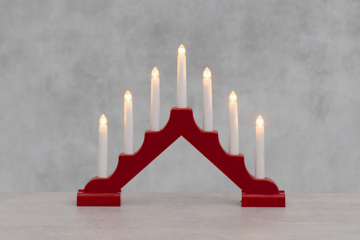 ADVENTSLEUCHTER LED 7 Lichter 29 cm - Rot, Kunststoff (38/29/5cm)