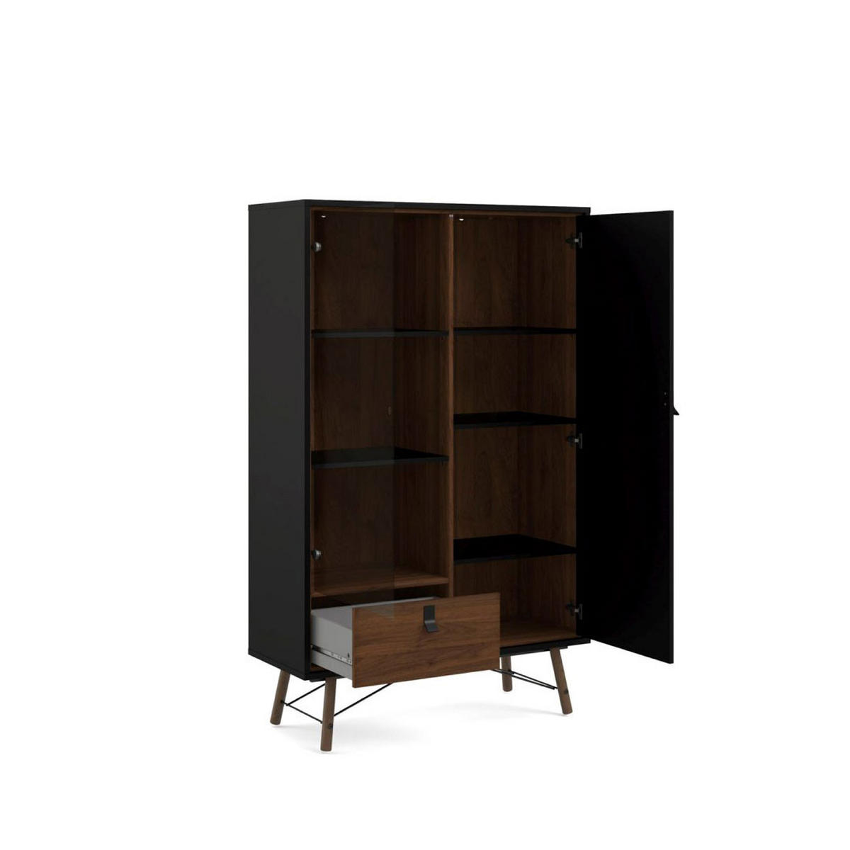 VITRINE Rye Schwarz 102/40/162 cm - Schwarz, Holzwerkstoff (102/162/40cm) - ebuy24