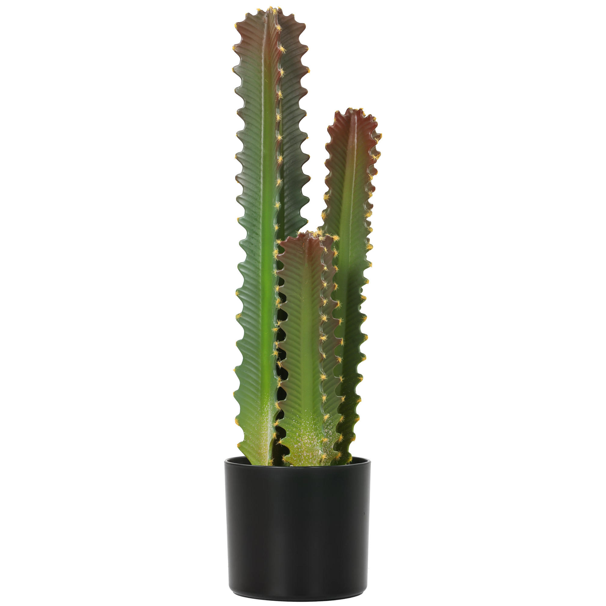KUNSTPFLANZE, Künstlicher Kaktus 66 cm, mit Topf & 3 Blättern, für Innendekoration, pflegeleicht, Grün - Multicolor, Kunststoff (66cm) - FORIOUS