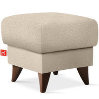 HOCKER GUSTAVO Fußstütze, Bouclé, Creme - Creme, Holz/Holzwerkstoff (53/49/53cm) - KONSIMO®