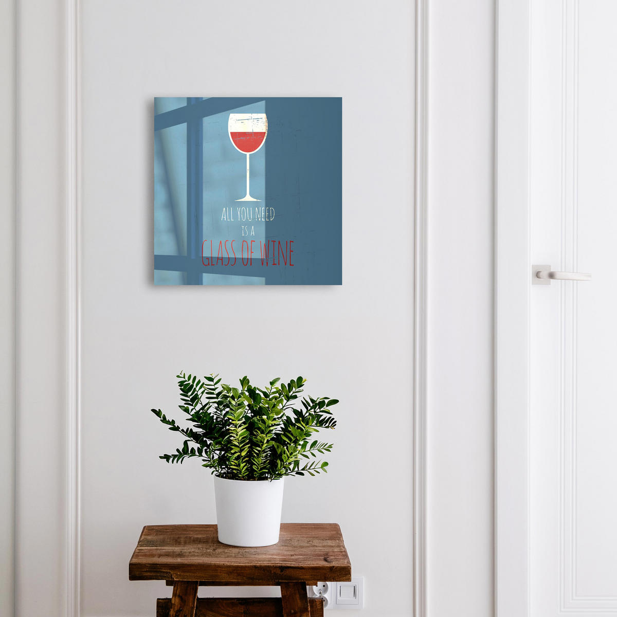 SCHLÜSSELBOX Schwarz 30x30 cm- Türöffnung nach rechts - Ein Glas Wein - Blau, Metall (30/30/5cm) - TULUP