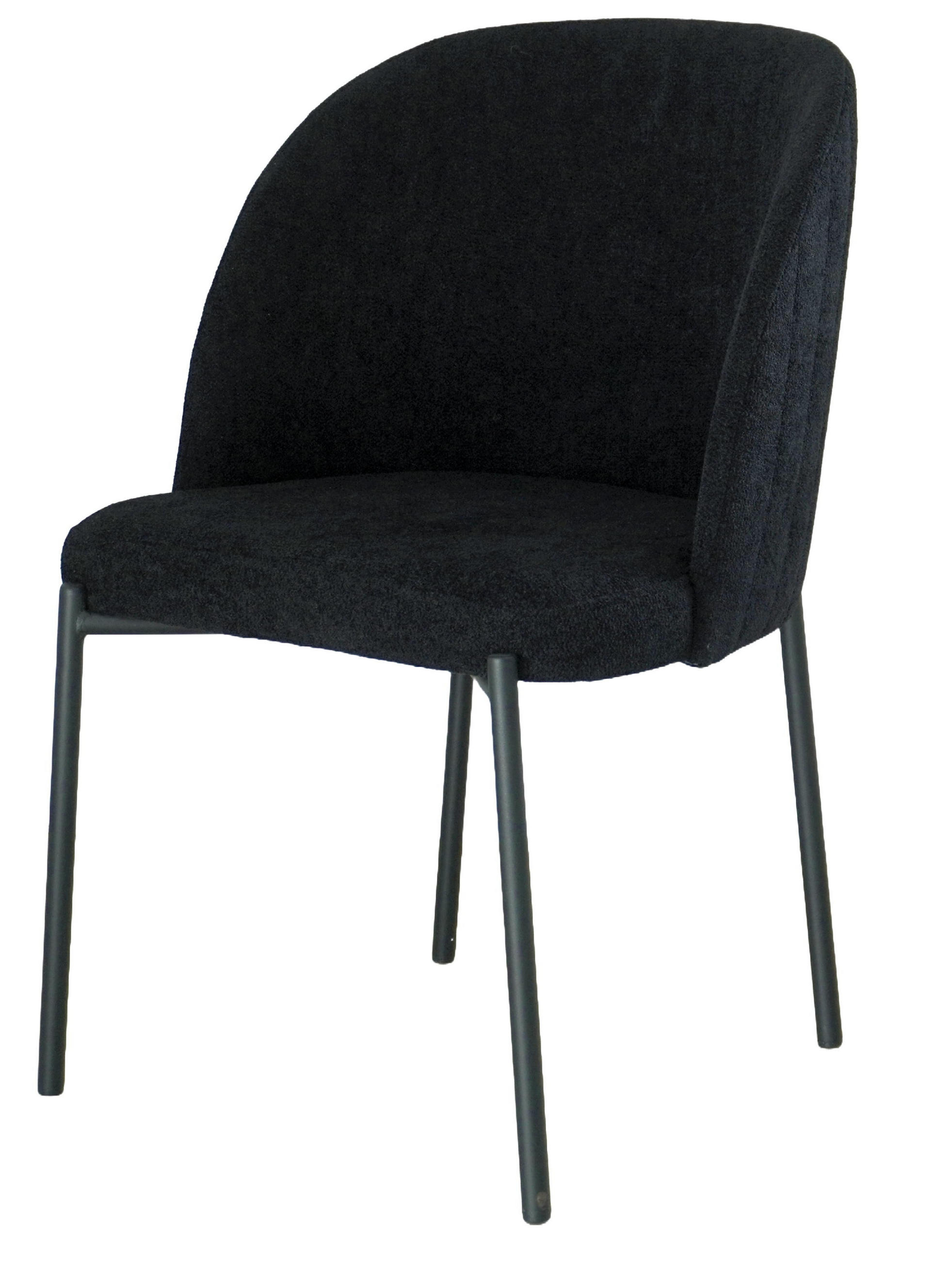 STUHL Kris bouclé schwarz - Schwarz, Textil/Metall (53/84/53cm) - INKA furniture