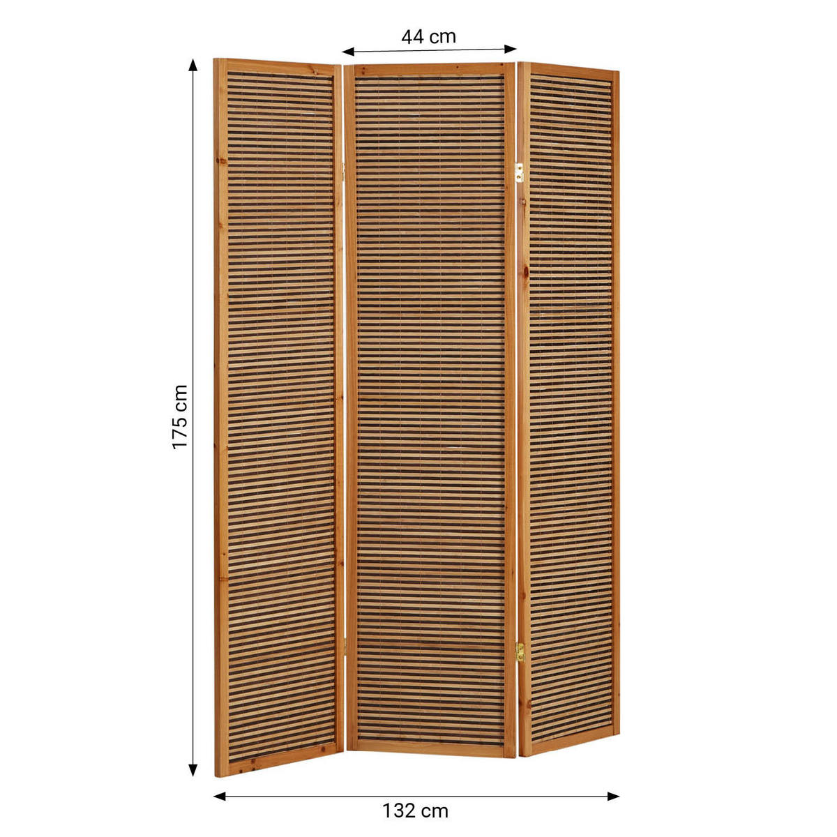 PARAVENT 3-tlg. 132/175 cm Braun Bambuslamellen - Braun, Holz (132/175/2cm) - Homestyle4u