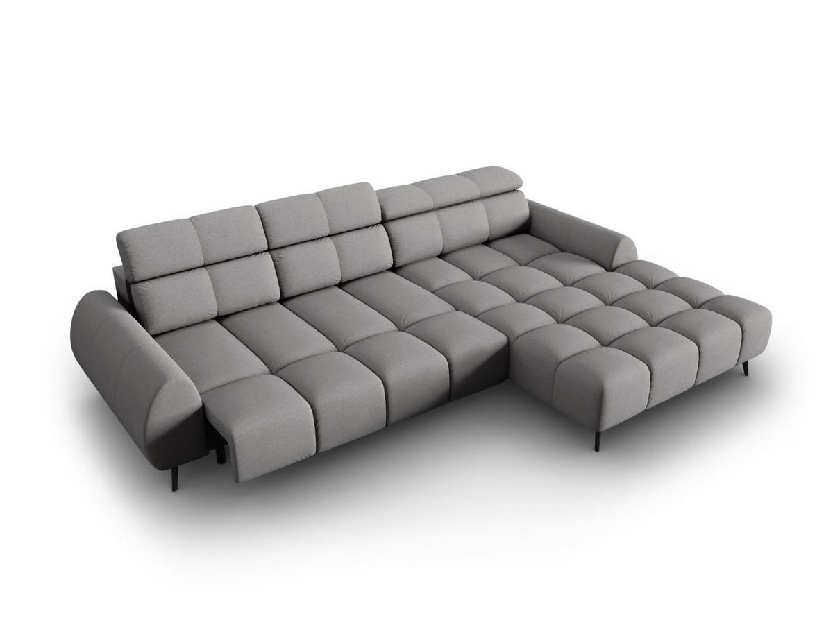 ELEKTRISCHES-ECKSOFA rechts Alyse aus strukturiertem Stoff hellgrau 5 Sitzplätze - Hellgrau, Textil (188/295cm) - Micadoni