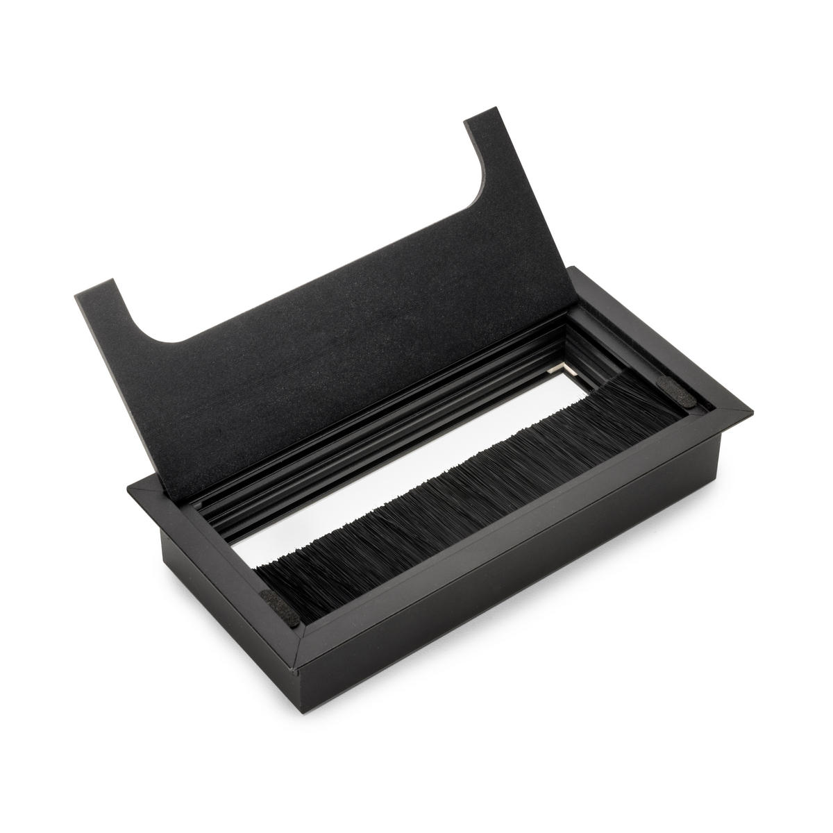 KABELDURCHFÜHRUNGSTÜLLEN Quadrum, rechteckig, 159x80mm, versenkt, Aluminium, Schwarz metallic - Schwarz, Metall (15.9/8/3cm) - EMUCA