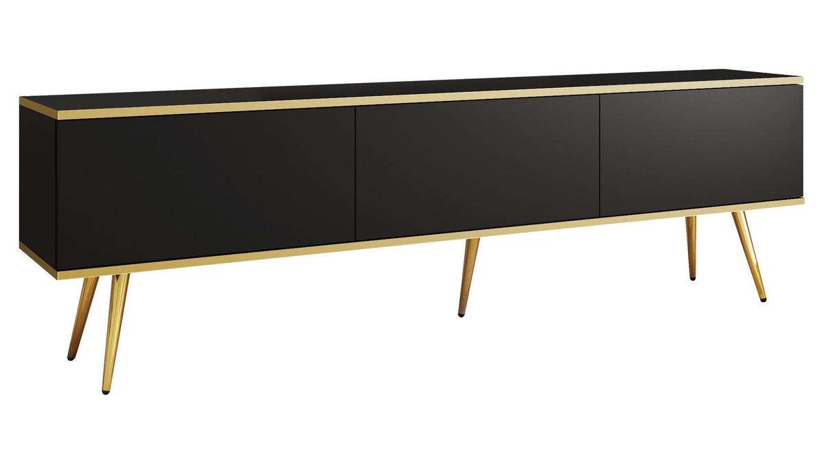 TV-LOWBOARD Oro I mit Füße - Goldfarben/Schwarz, Holzwerkstoff/Metall (175/53/32cm) - MIRJAN24