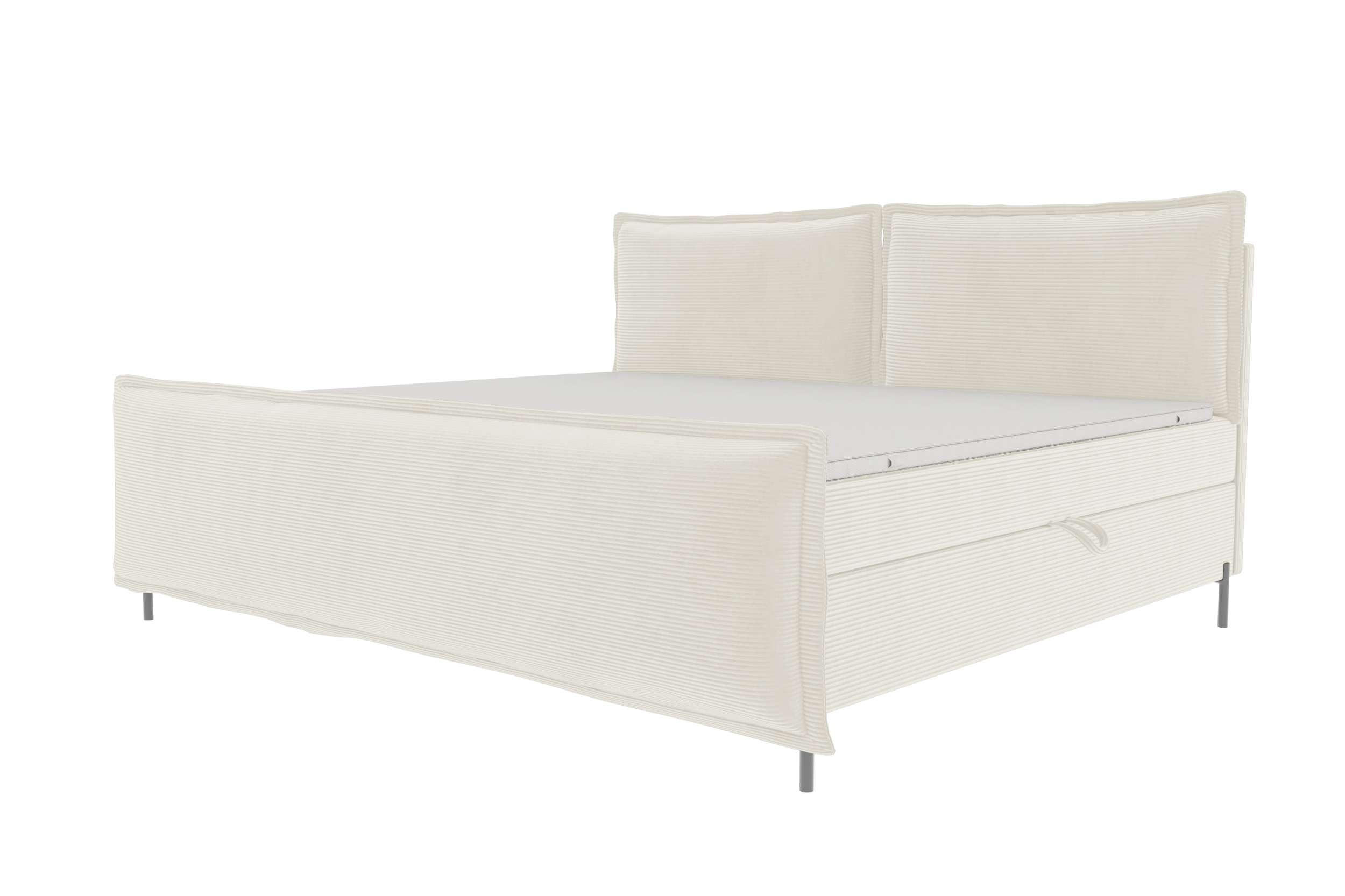 FAMILIENBETT BOXSPRINGBETT VERO PLUS Cordstoff Creme 220/200 cm - Creme/Schwarz, Holzwerkstoff/Textil (220/200cm) - 99rooms