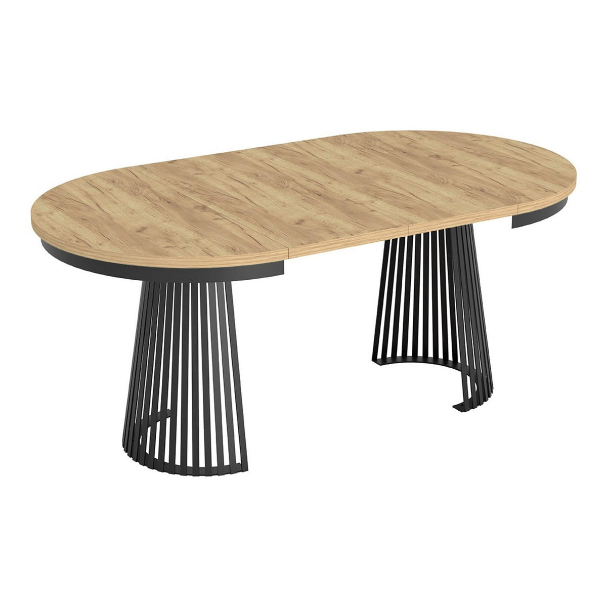 ESSTISCH Garda rund ausziehbar 100-180 x 100 x 76,6 cm Eiche Artisan/Schwarz - Schwarz/Eiche Artisan, Holzwerkstoff (100/100/76.6cm) - Koseto