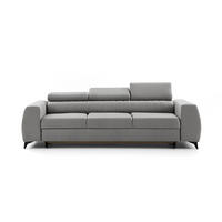 3-SITZER-SOFA PIERO mit Schlaffunktion 125x195 Velours Hellgrau - Hellgrau/Schwarz, Holz/Textil (260/90/100cm) - Muffo
