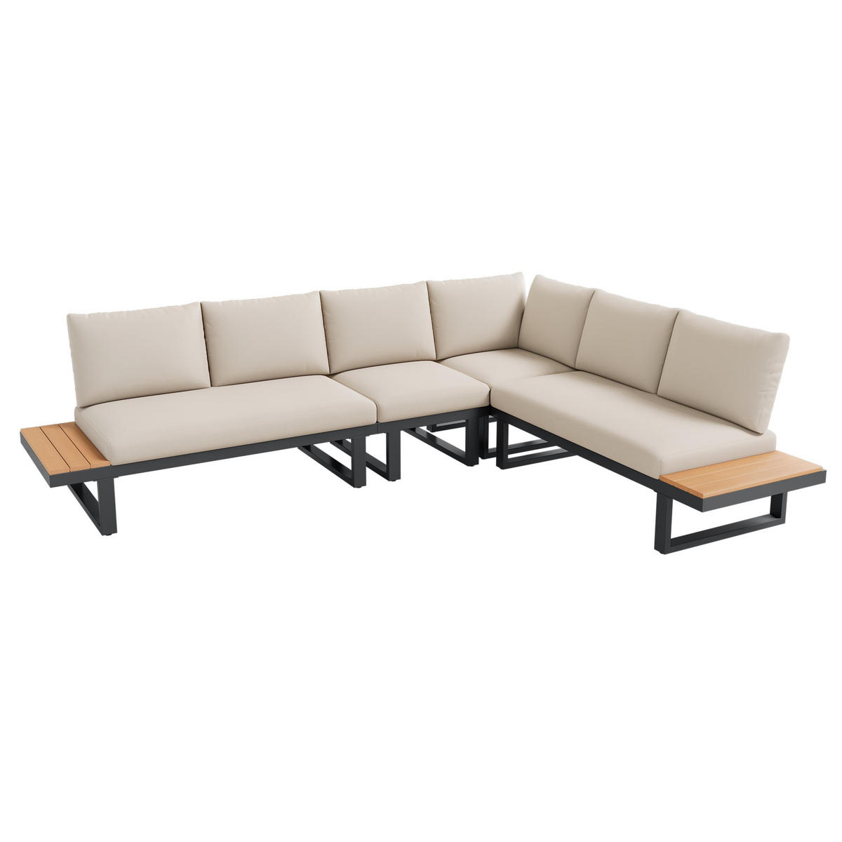 LOUNGEGARNITUR mit zwei Couchtischen, Beige + Grau - Beige, Metall - KOMHTOM