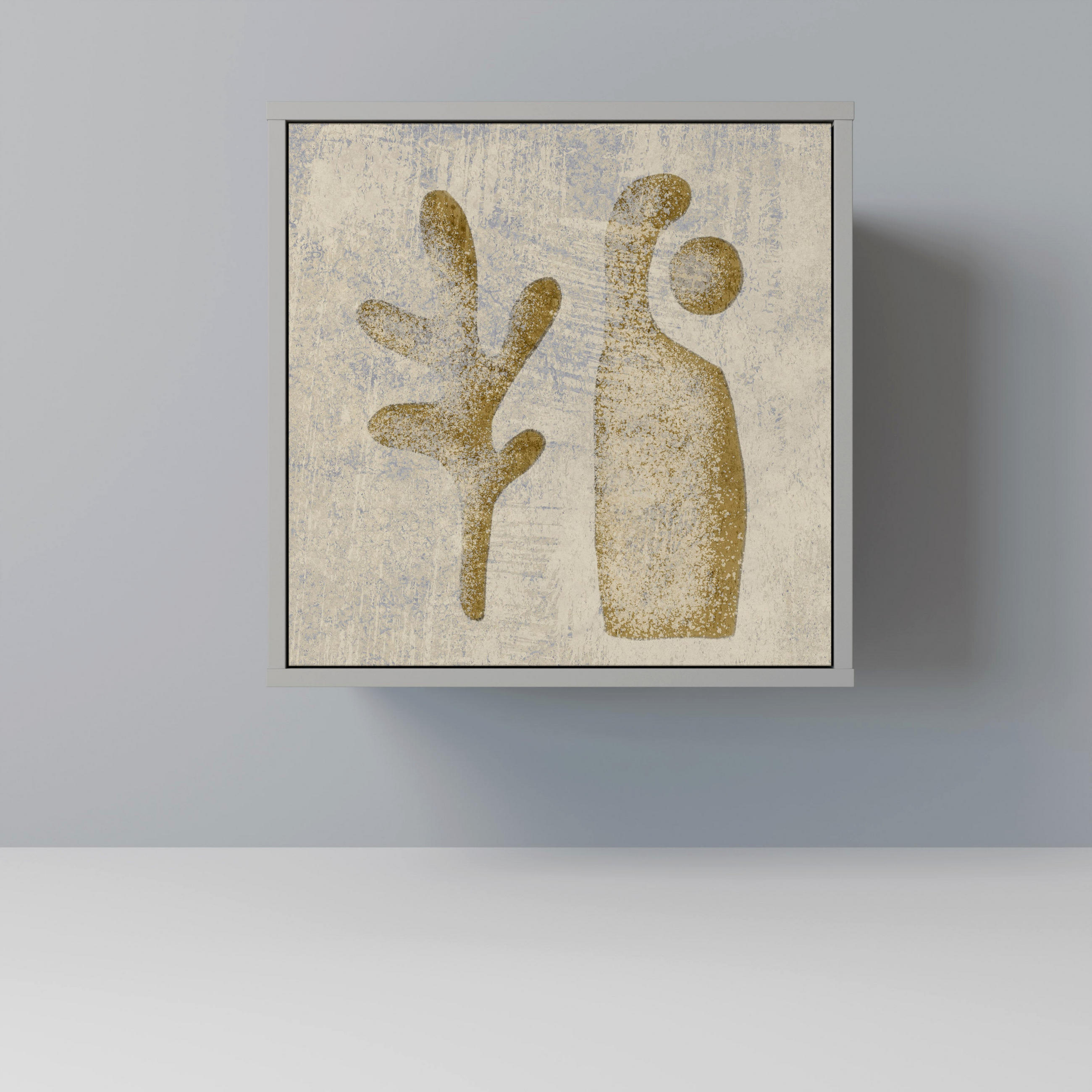 SIDEBOARD SAND SCULPTURES, Grau, 57,5x42x57,5 cm, Ohne Füße - Multicolor/Grau, Holzwerkstoff (57.5/57.5/42cm) - SpaceRebels