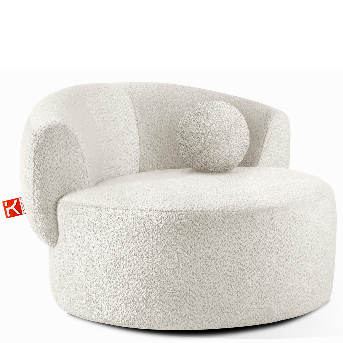 DREHSESSEL VIRA, Weiß, Chenille - Schwarz/Weiß, Holz/Holzwerkstoff (105/76/100cm) - KONSIMO®