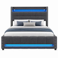 POLSTERBETT mit Stauraum und LED 140x200 cm Grau - Grau, Metall (140/200cm) - Meubliv
