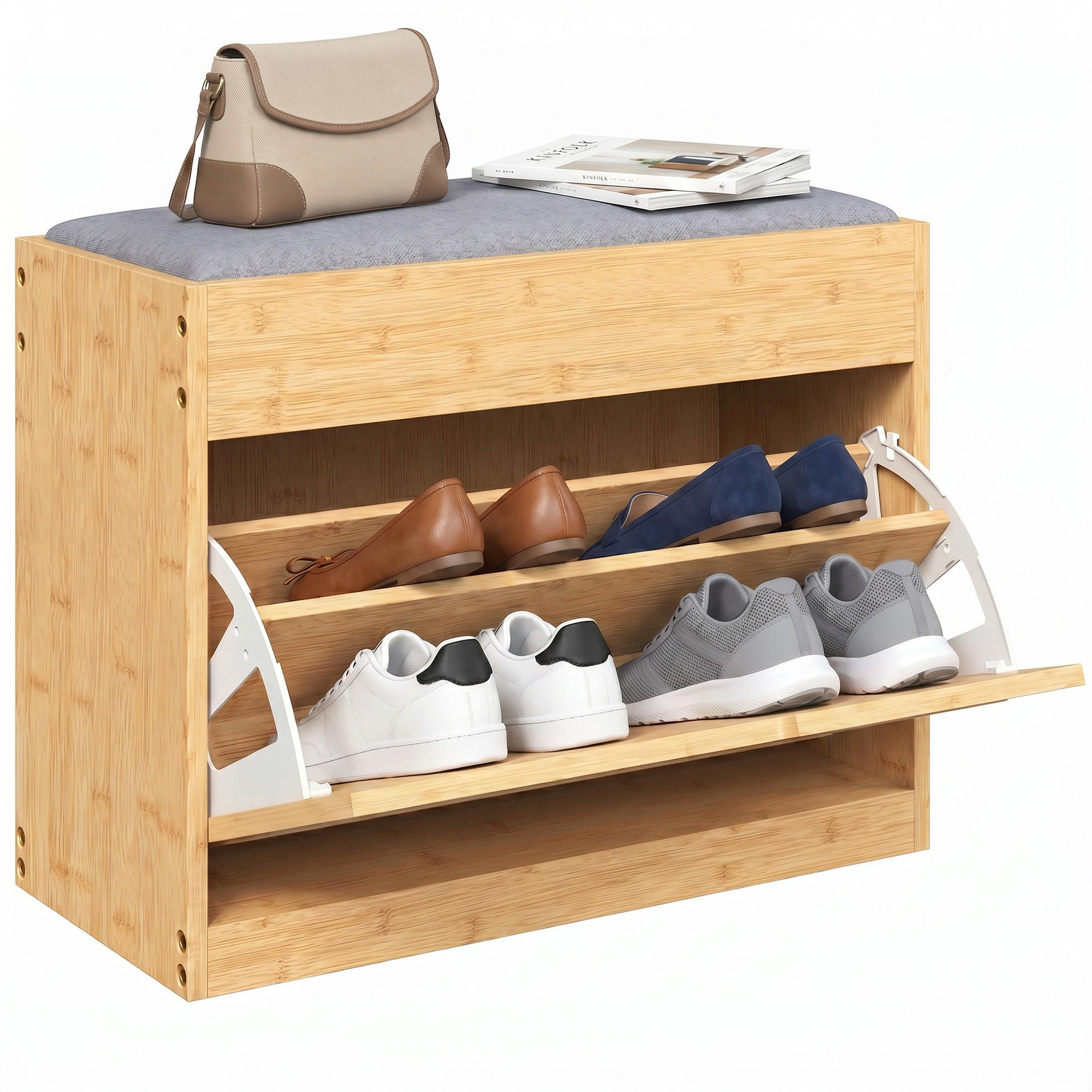 SCHUHBANK Naturfarben 63/29/48 cm - Naturfarben, Holz (63/48/29cm) - PANGIVO