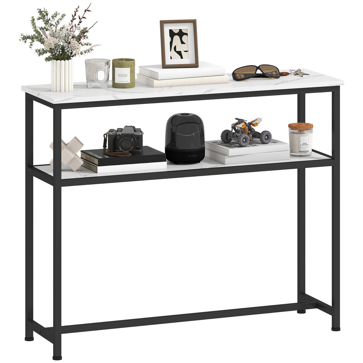 KONSOLENTISCH Weiß Melamin in Holzoptik Metall 1 Stück - Weiß, Metall (100/30/81cm) - GiPP