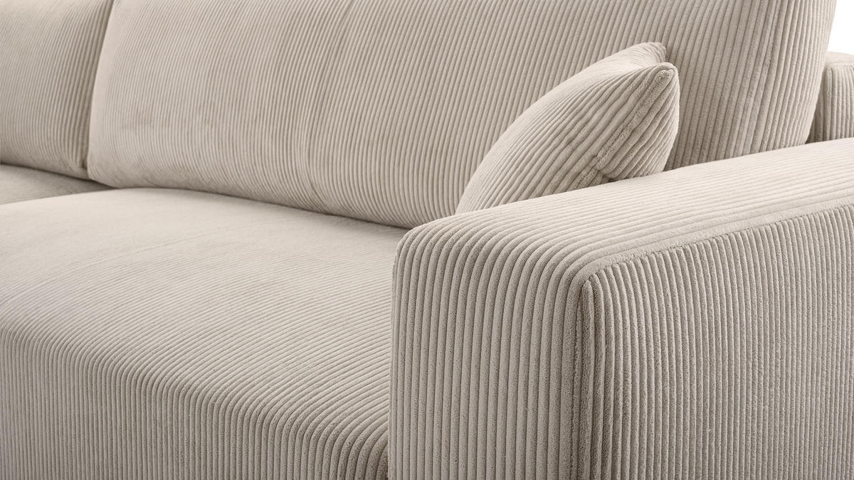 WOHNLANDSCHAFT Catea Weiß 364/145/85 cm mit Schlaffunktion - Creme/Schwarz, Kunststoff/Textil (364/84/145cm) - AX Living