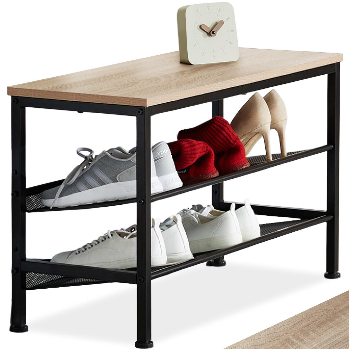 SCHUHREGAL Derry,75,5 x 30,5 x 45,5 cm,Industrial Holz hell, Eiche Sonoma - Naturfarben, Holz (30.5/45.5/75.5cm) - tectake