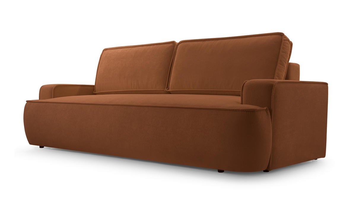 BETTSOFA SOLO Orange Bucle-Stoff mit Schlaffunktion - Orange, Textil (110/94/248cm) - MASSENO