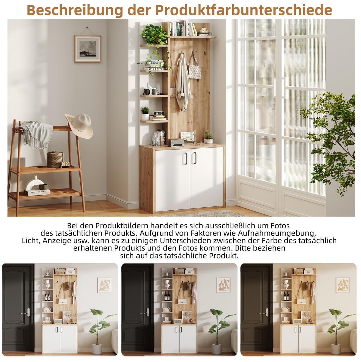 GARDEROBENREGAL 75/33/180 cm aus Holzwerkstoff mit 6 offenen Fächern und Schrank Natur/Weiß - Naturfarben, Holzwerkstoff (75/180/33cm) - Modenvie