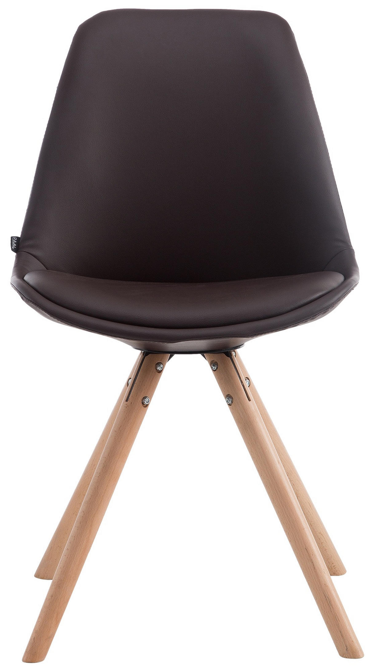 STUHL Lederlook braun - Eukalyptusholzfarben/Braun, Holz/Textil (48/84/56cm) - CLP