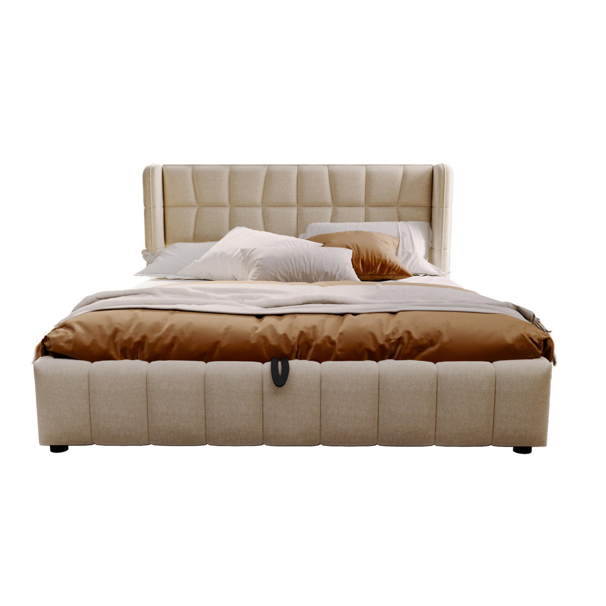 POLSTERBETT mit Stauraum und Lattenrost 180x200 cm Stoff Beige - Beige, Metall (180/200cm) - Meubliv