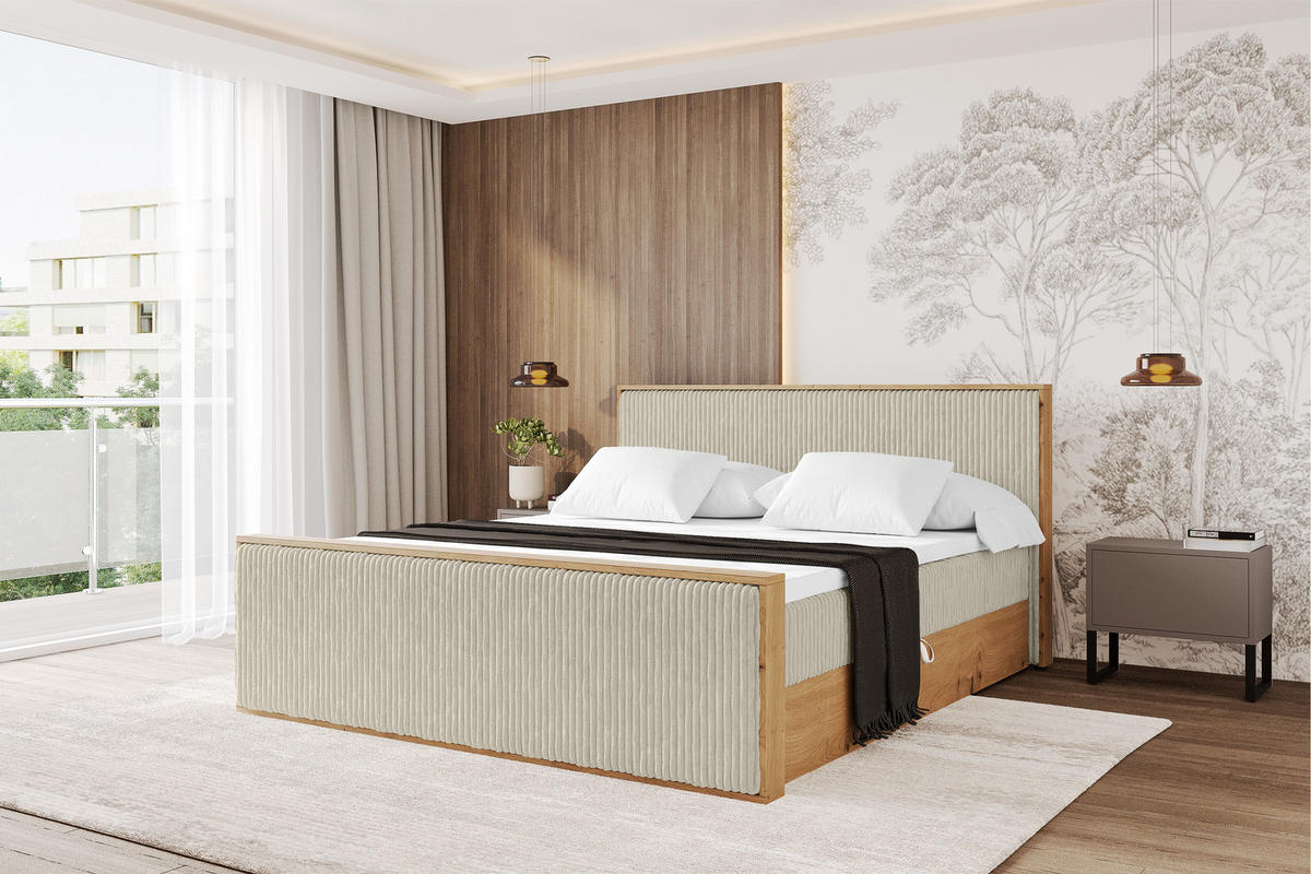 BOXBETT LOLLI9 -Z 160x200 - H3 Creme - Beige, Holzwerkstoff (160/200cm) - ALTDECOR