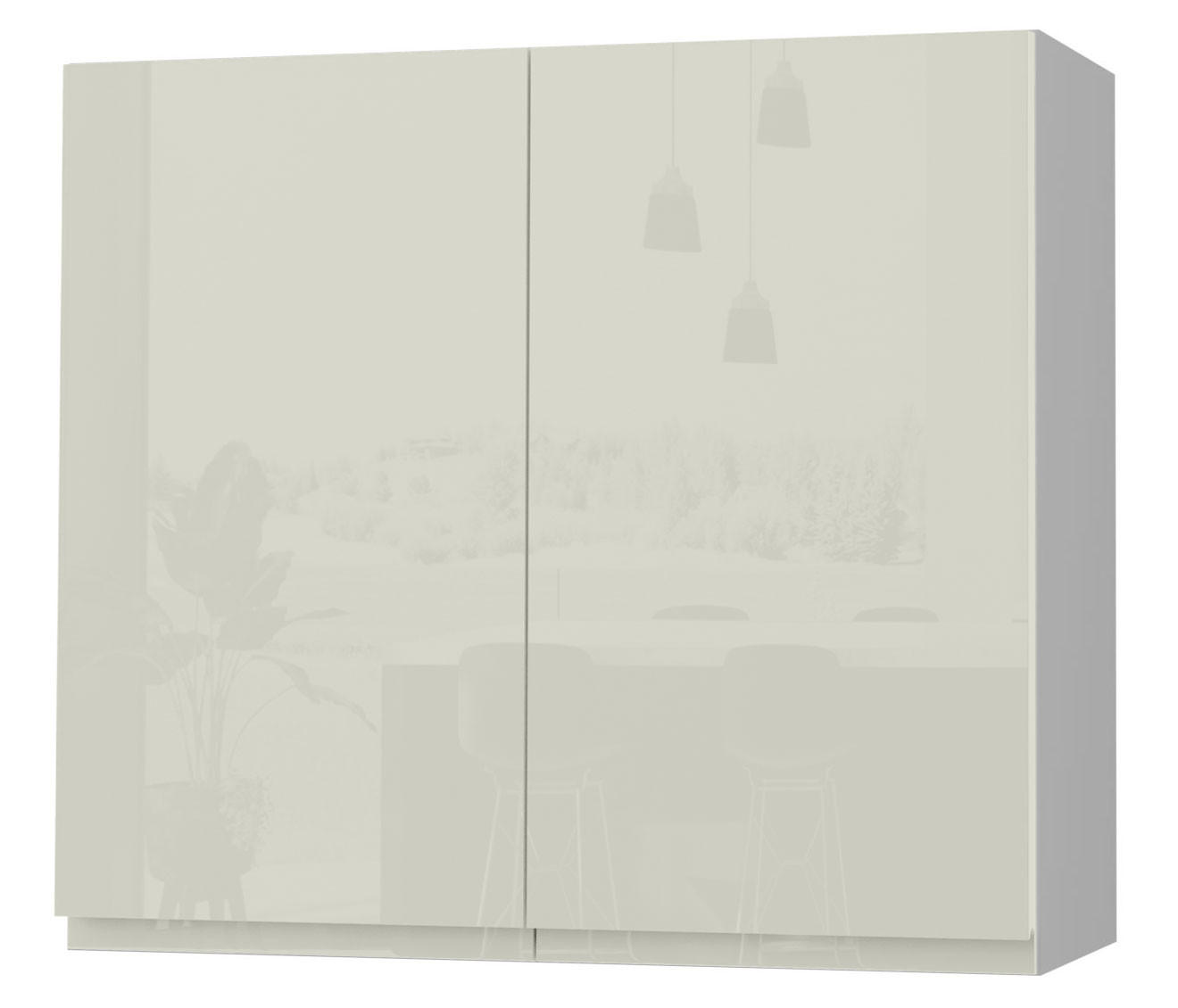 Feldmann-Wohnen Hängeschrank Weiß Hochglanz, Grau 80x72x32.5 cm
