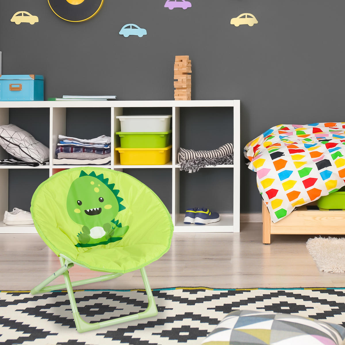 KINDERSTUHL Moonchair - Grün, Kunststoff/Textil (50/47/48cm) - Relaxdays