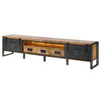 TV-BOARD Mango / Altholz 260x45x55 natur / grau lackiert / Metall grau BLACKBURN LUX #554 - Naturfarben, Holz (260/55/45cm) - Massivmoebel24